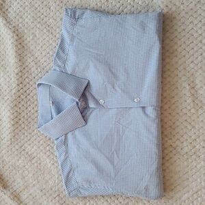 State & Liberty men's long sleeve button down dress shirt, L, blue white gingham